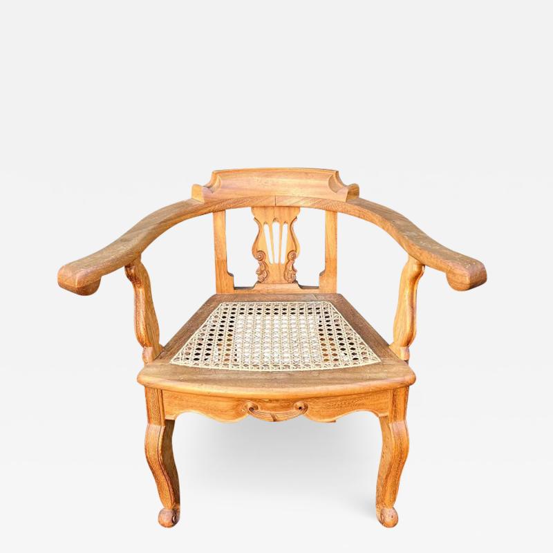 Antique Child s Italian Cane Seat Corner Arm Chair