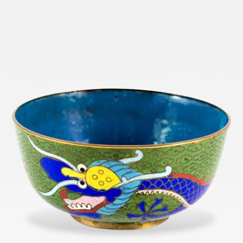 Antique Chinese Cloisonn Dragon Bowl