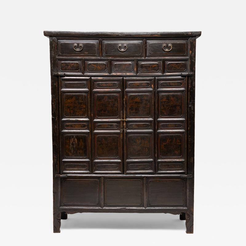 Antique Chinese Shanxi Paneled Cabinet 19th Century