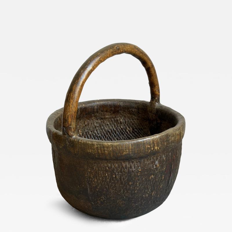 Antique Chinese Woven Reed Gathering Basket