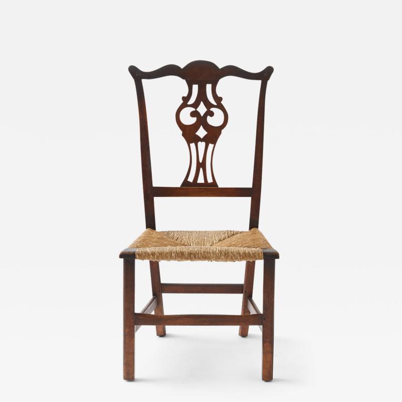Antique Chippendale Chair with Rush Seat