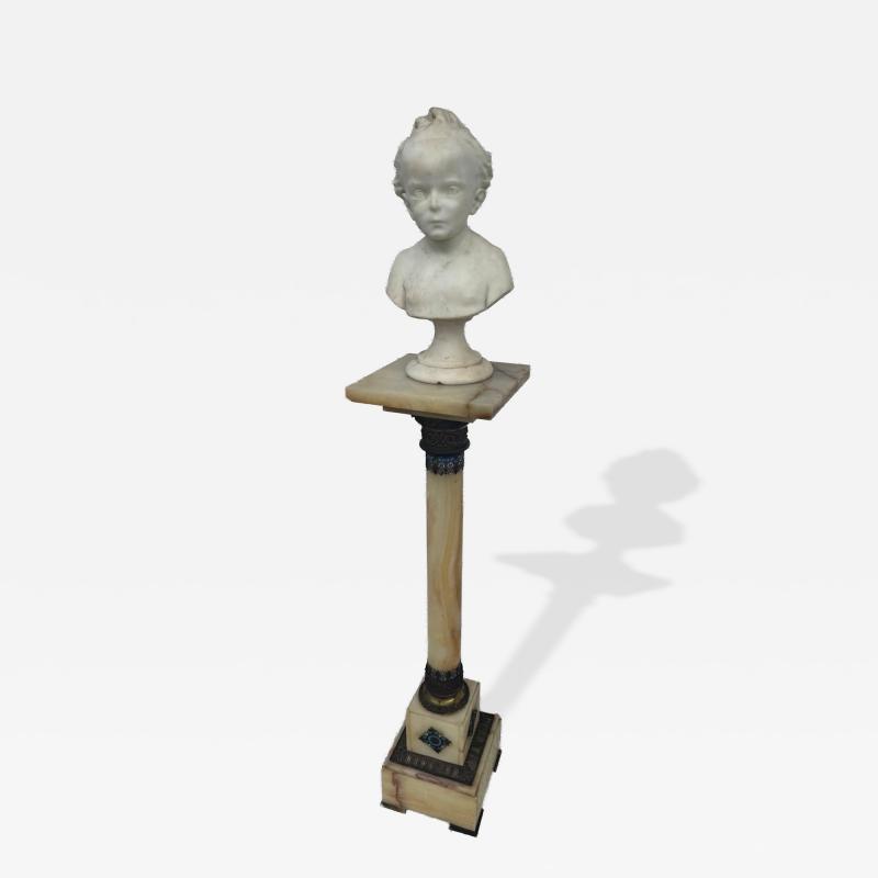 Antique Continental Carved White Marble of a Young Boy