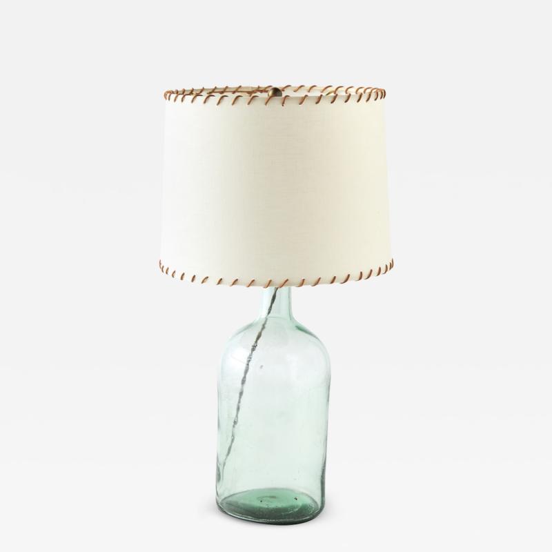 Antique Demijohn Lamp with Whipstitch Shade