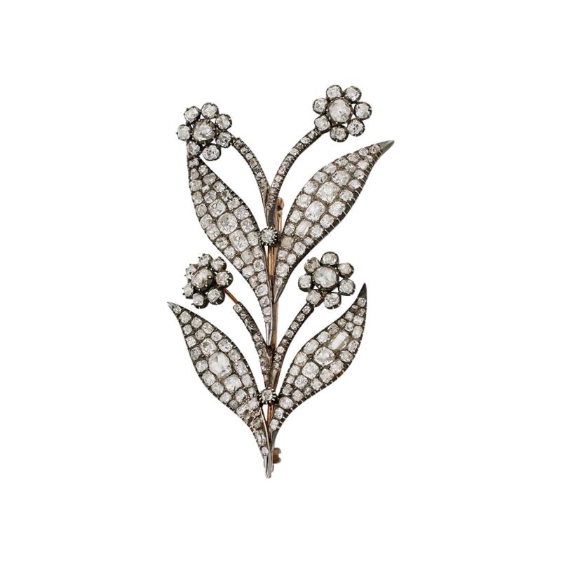 Antique Diamond Flower Brooch