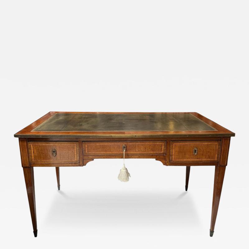 Antique Directoire Style Bronze Mounted Leather Top Writing Table Desk