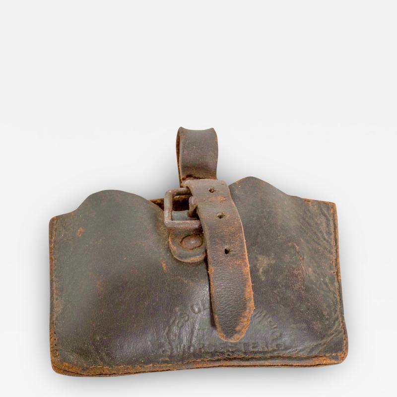 Antique Distressed Leather Money Pouch Belt Coin Wallet 1900s