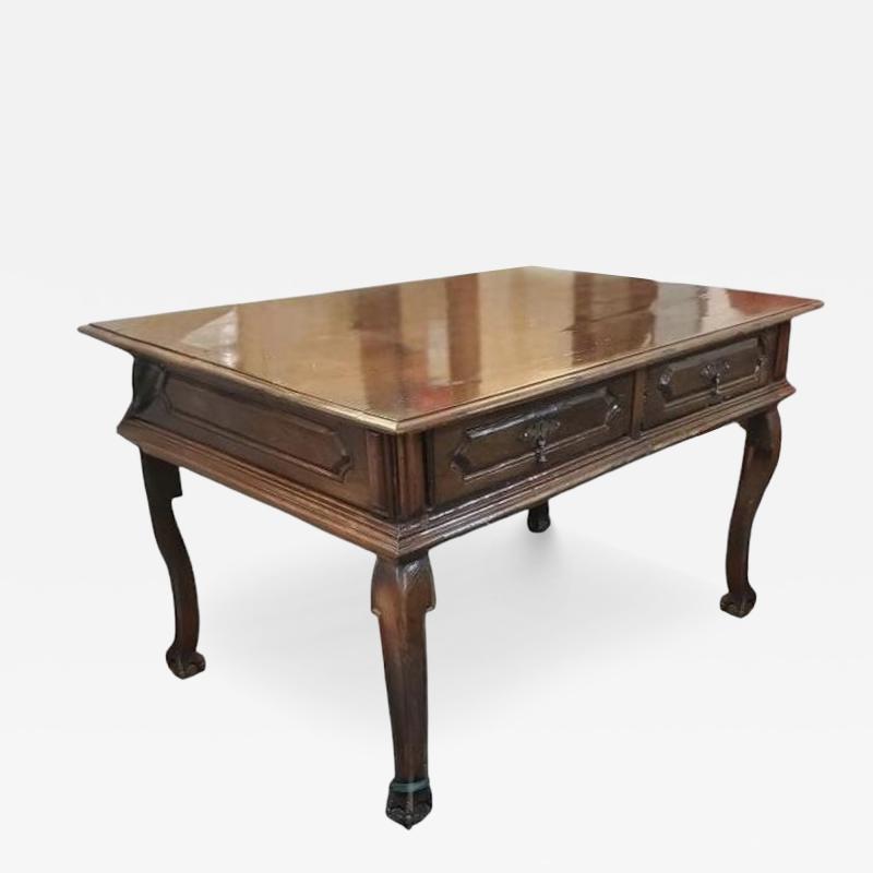 Antique Early 19c Spanish Colonial Walnut 2 Drawer Writing Table Desk