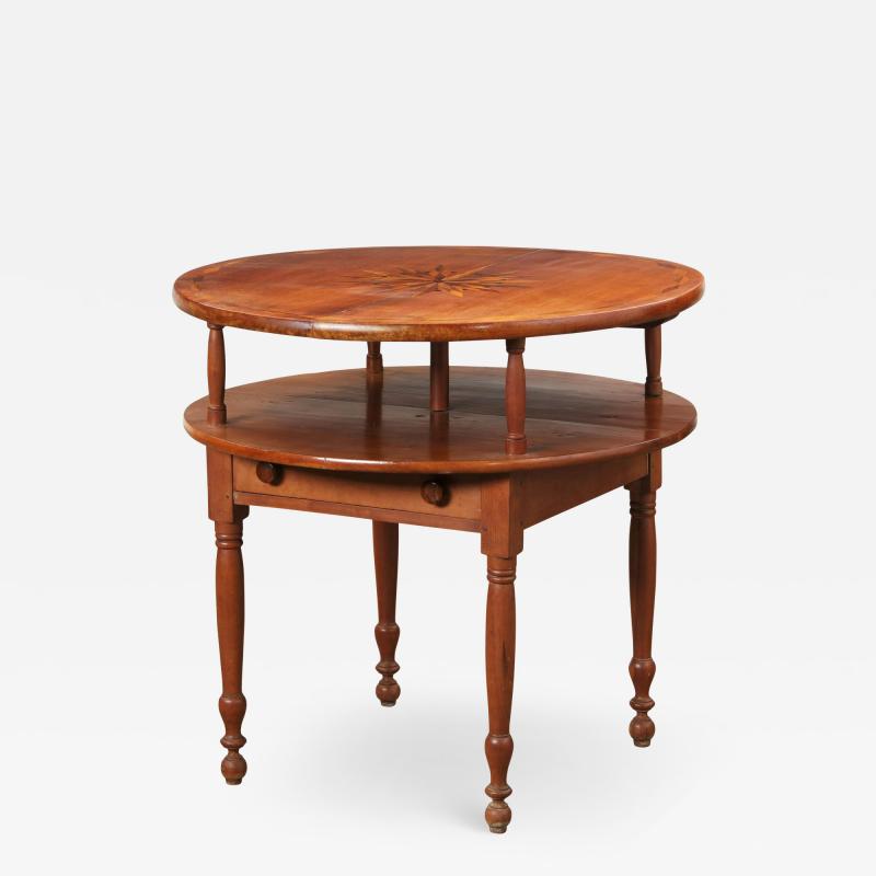 Antique Early 19th C American Sheraton Inlaid Cherry Table