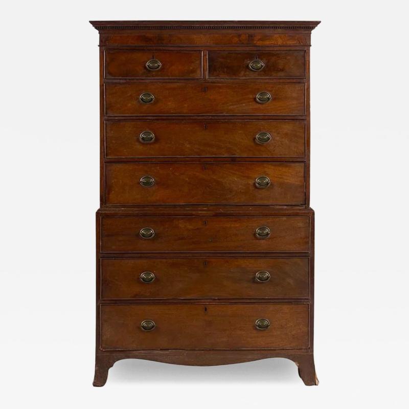 Antique Early 19th C George III Mahogany Highboy Chest on Chest