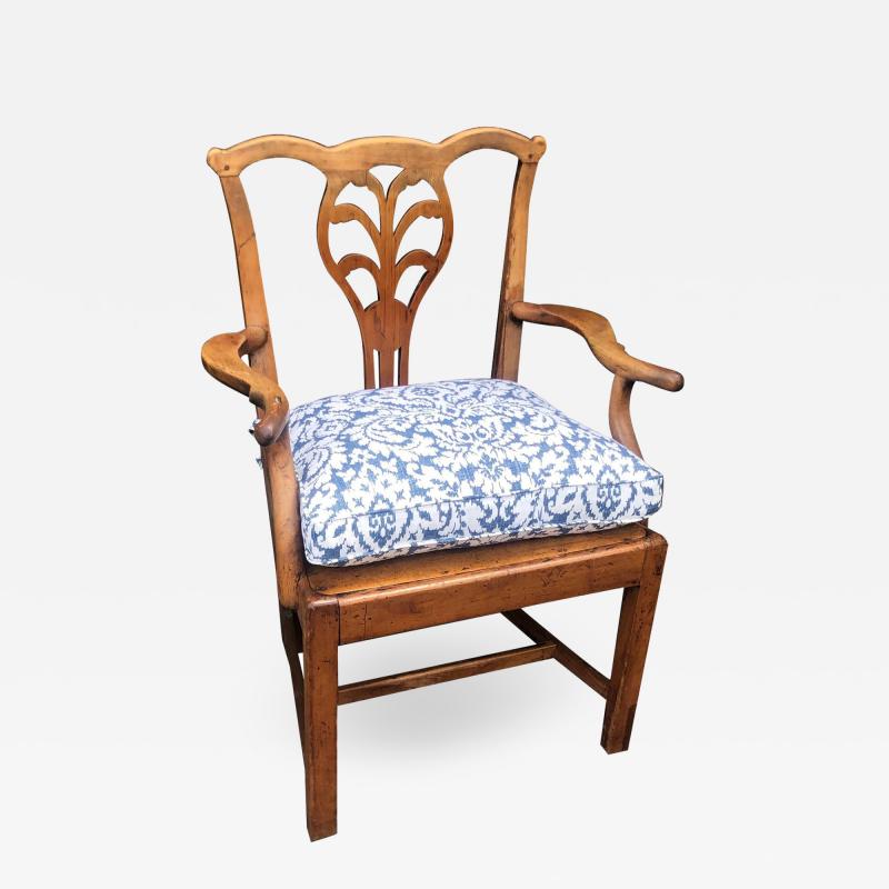 Antique Early American Country Fruitwood Arm Chair