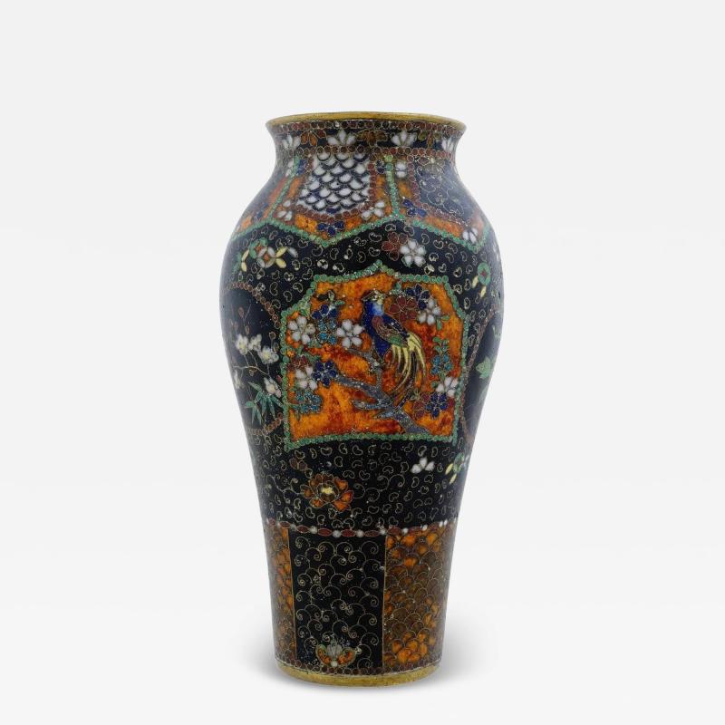 Antique Early Meiji Japanese Cloisonne Enamel Translucent Vase