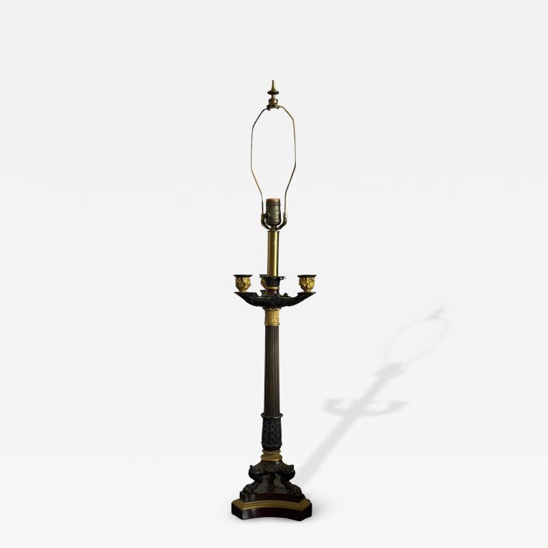 Antique Empire French Bronze Candelabra Lamp