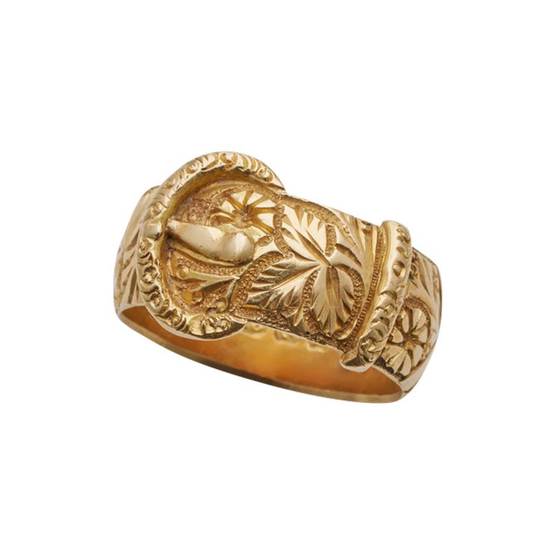 Antique English 18K Gold Buckle Ring