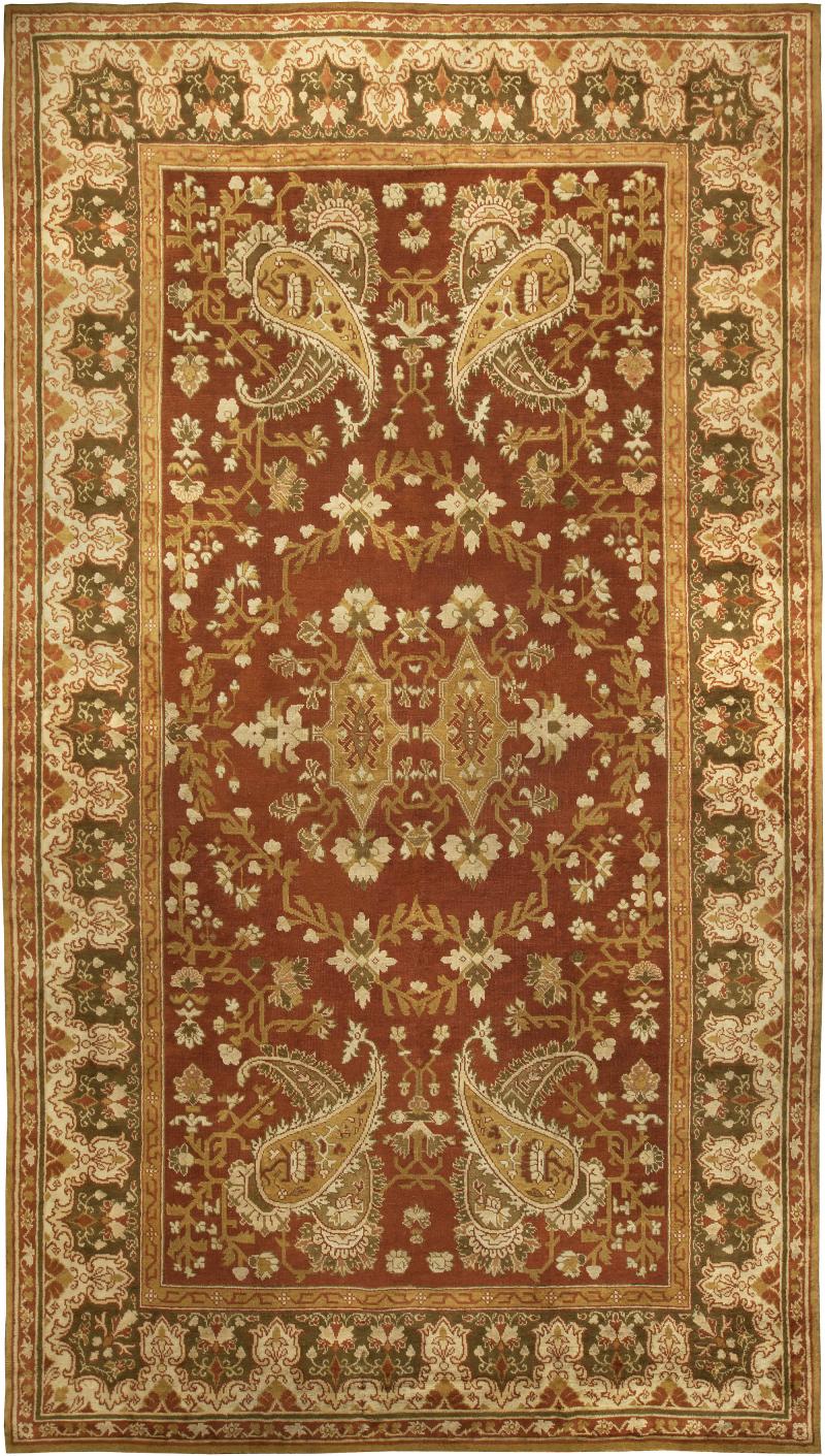 Antique English Axminster Abstract Bold Handwoven Wool Rug