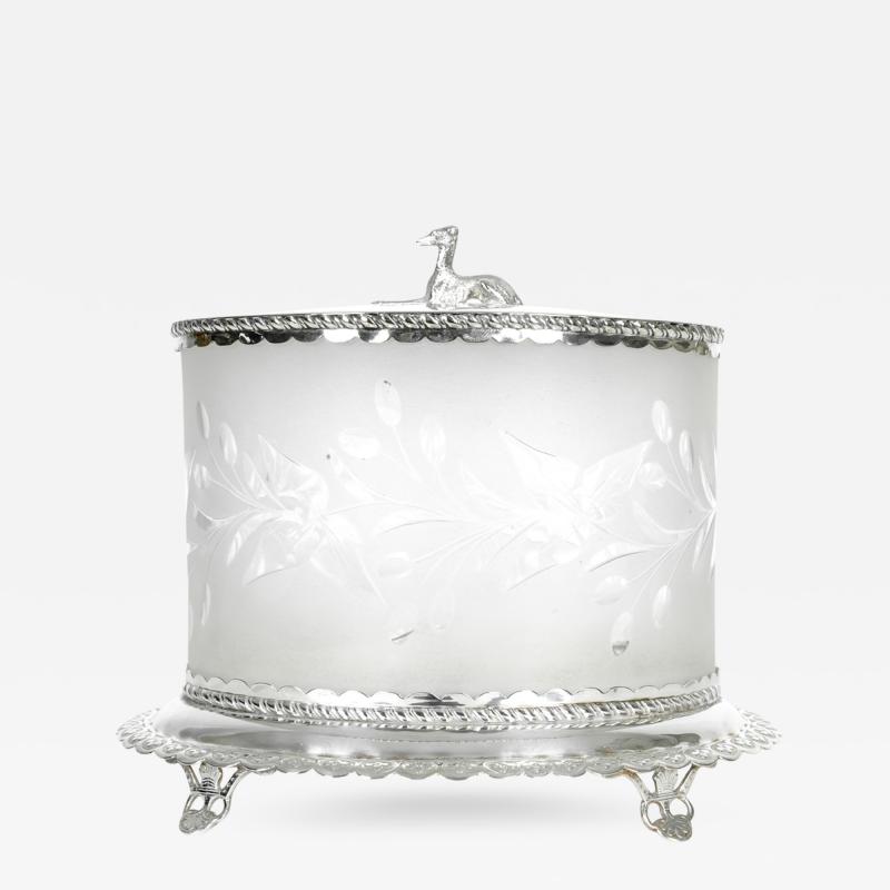 Antique English Oval Cut Crystal Ice Bucket