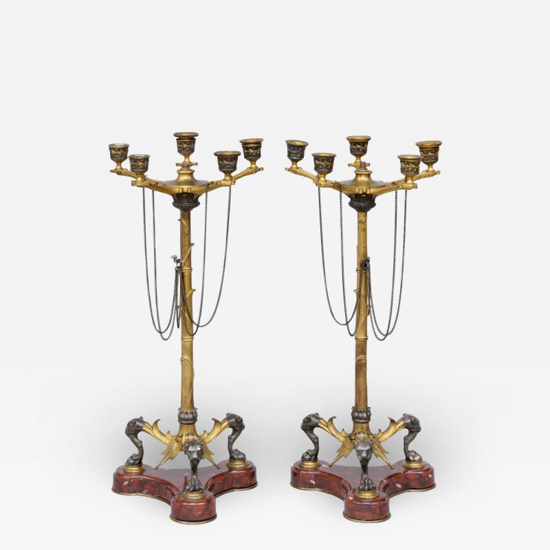 Antique English Pair Renaissance Revival Candelabra