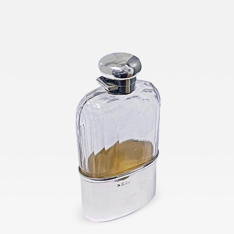 Antique English Silver hip flask London 1906 George Henry James
