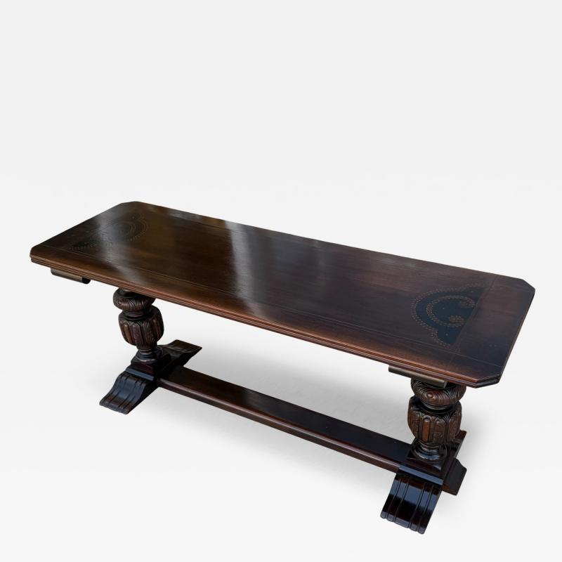 Antique English Tudor Inlaid Refectory Console Sofa Table