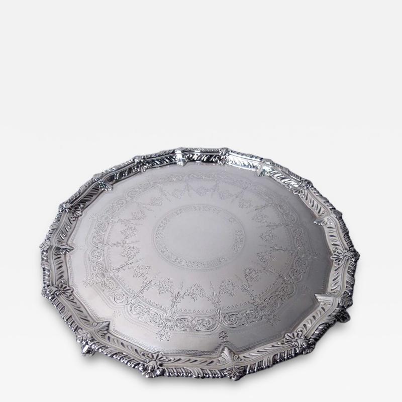 Antique English Victorian Georgian Sterling Silver Salver 1892