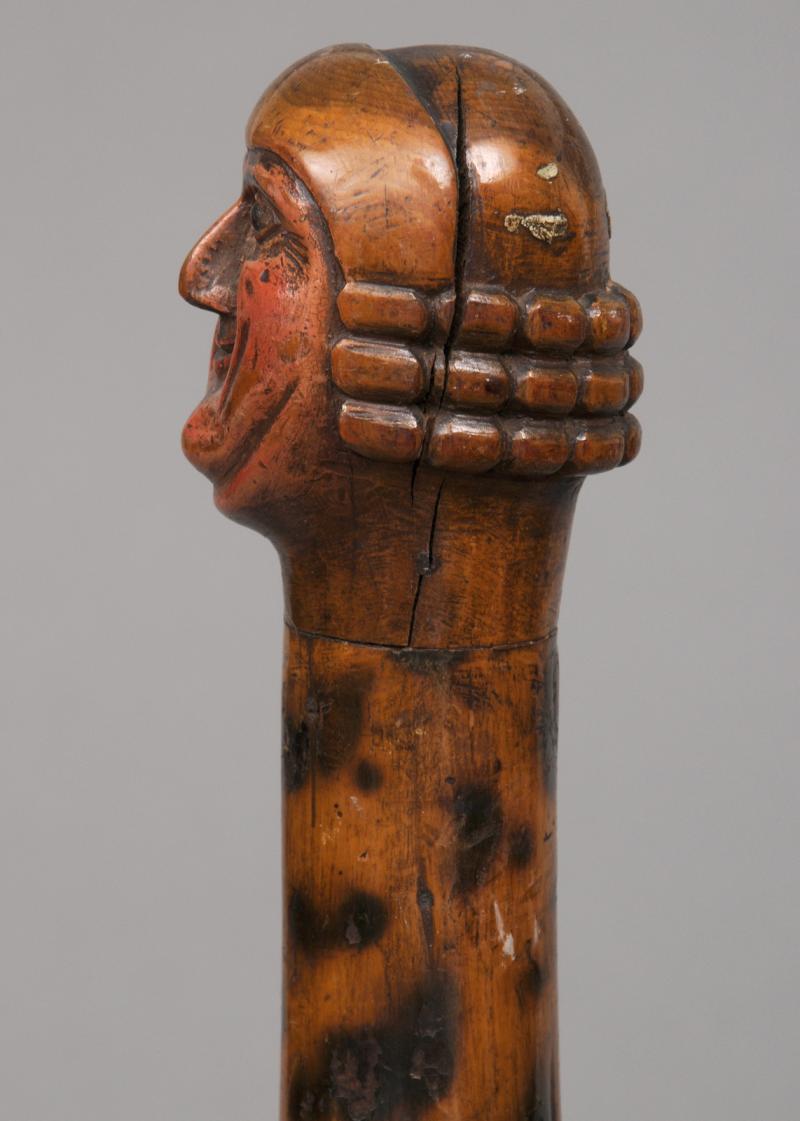 Antique English Yew Wood Folk Art Walking Stick