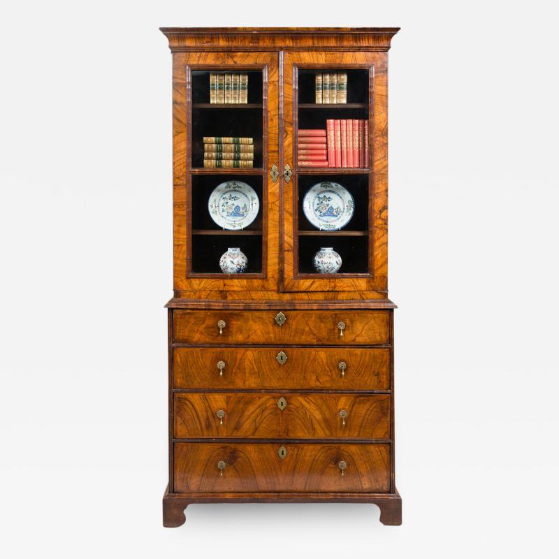 Antique Fine George I Walnut Secretaire Bookcase