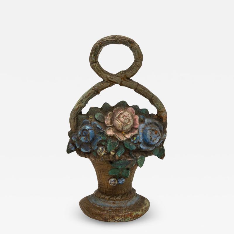 Antique Floral Bouquet Cast Iron Door Stop