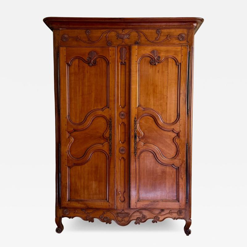 Antique French 18th C Louis XV Fruitwood Linen Press Armoire