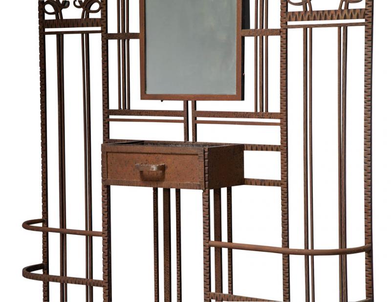 Antique French Art Deco Wrought Iron Hall Coat Stand