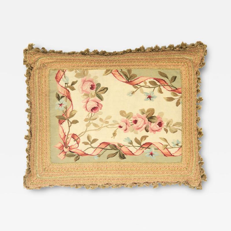 Antique French Aubusson Pillow 21 x 27 