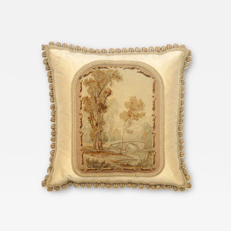 Antique French Aubusson Pillow 24 x 24 