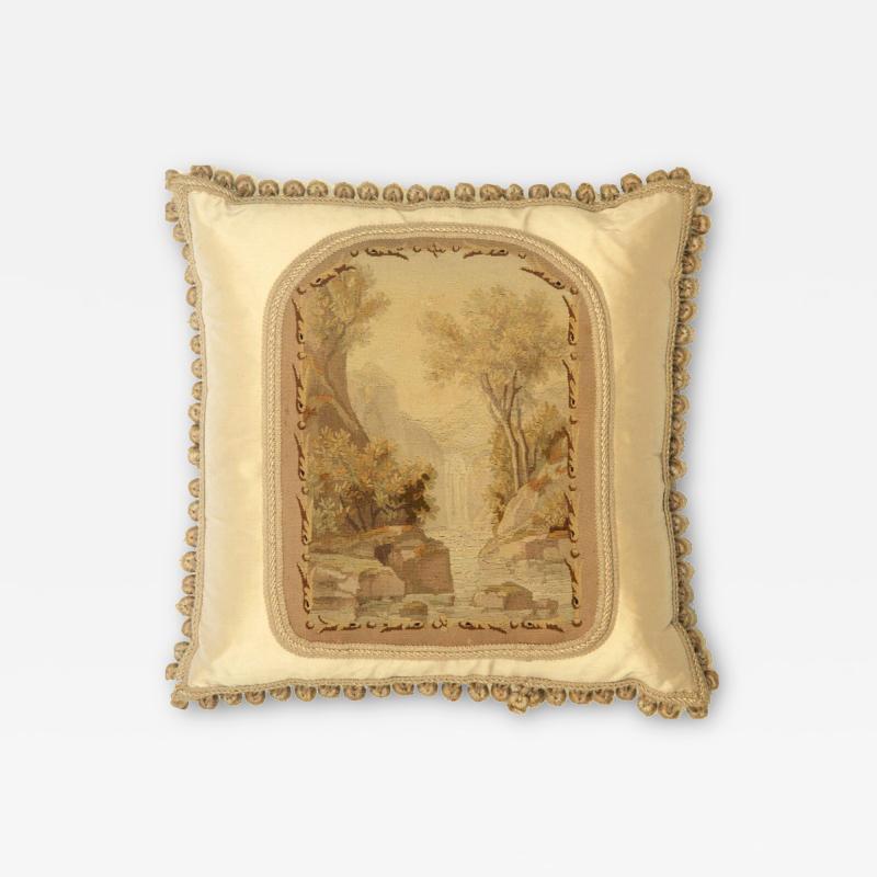Antique French Aubusson Pillow 24 x 24 