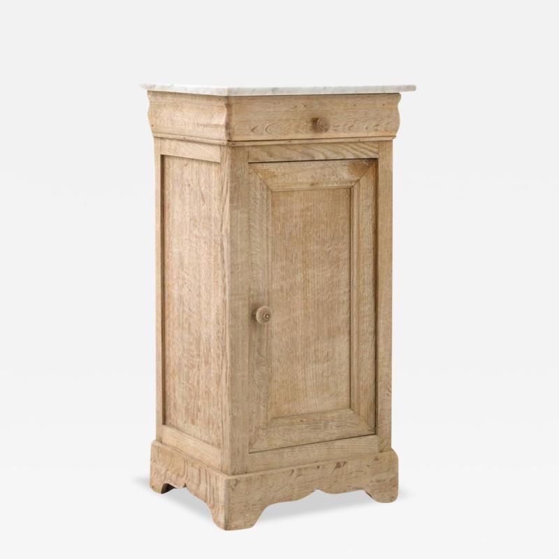 Antique French Bedside Table with Marble Top