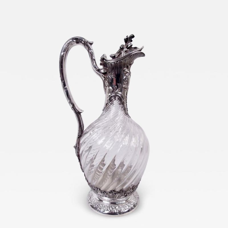 Antique French Belle Epoque Classical Silver Crystal Decanter