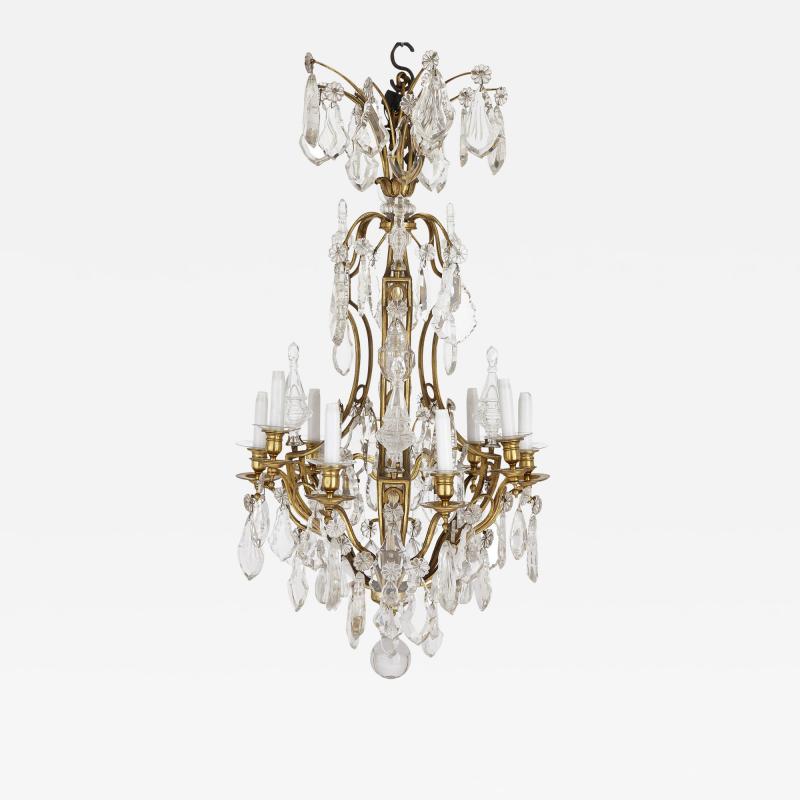 Antique French Belle poque cut glass and gilt bronze chandelier