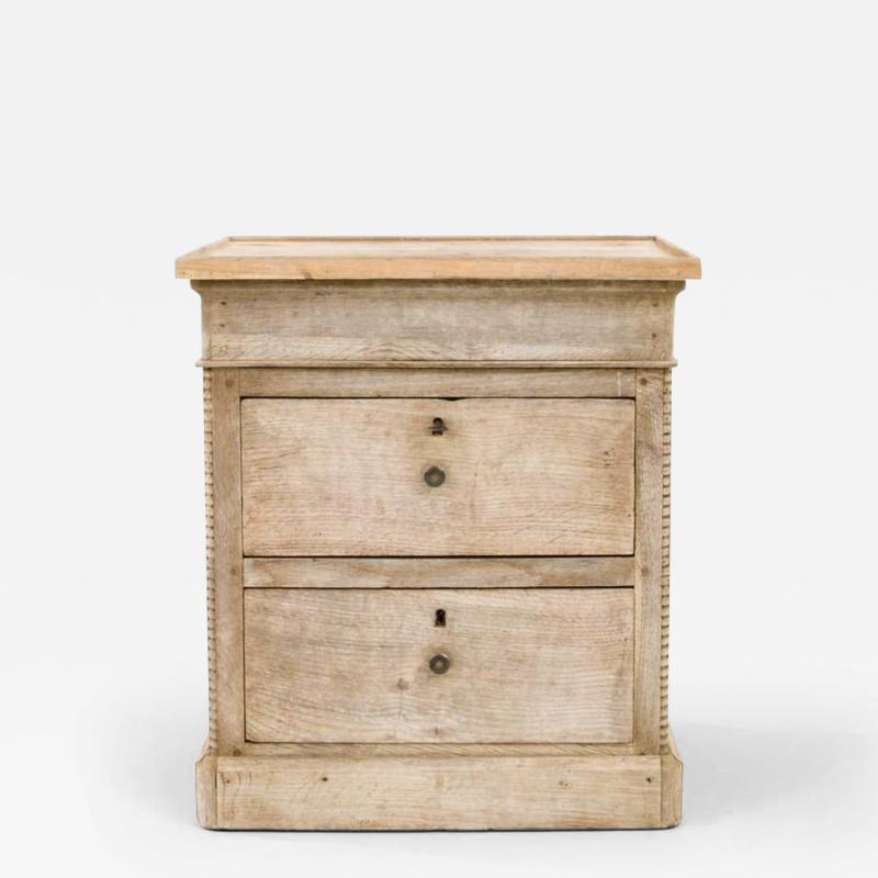 Antique French Bleached Oak Bedside Table