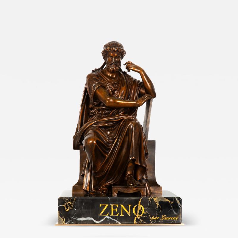 Antique French Bronze Sculpture of Philosopher Zeno of Elea by Eugene Laurent