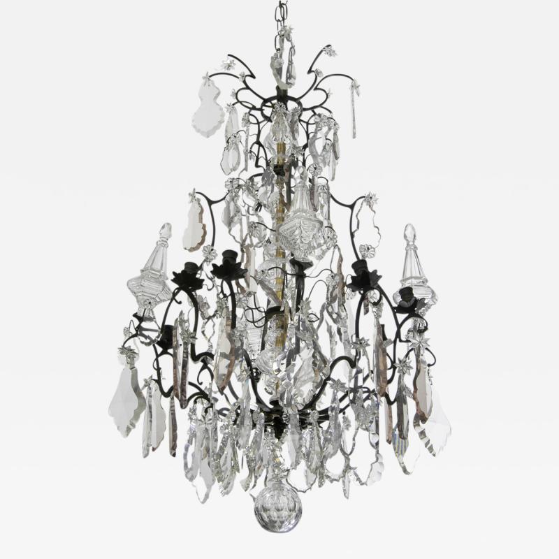 Antique French Crystal and Bronze Chandelier