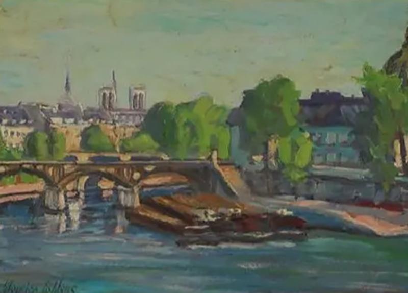 Antique French Impressionist Oil Painting in Giltwood Frame