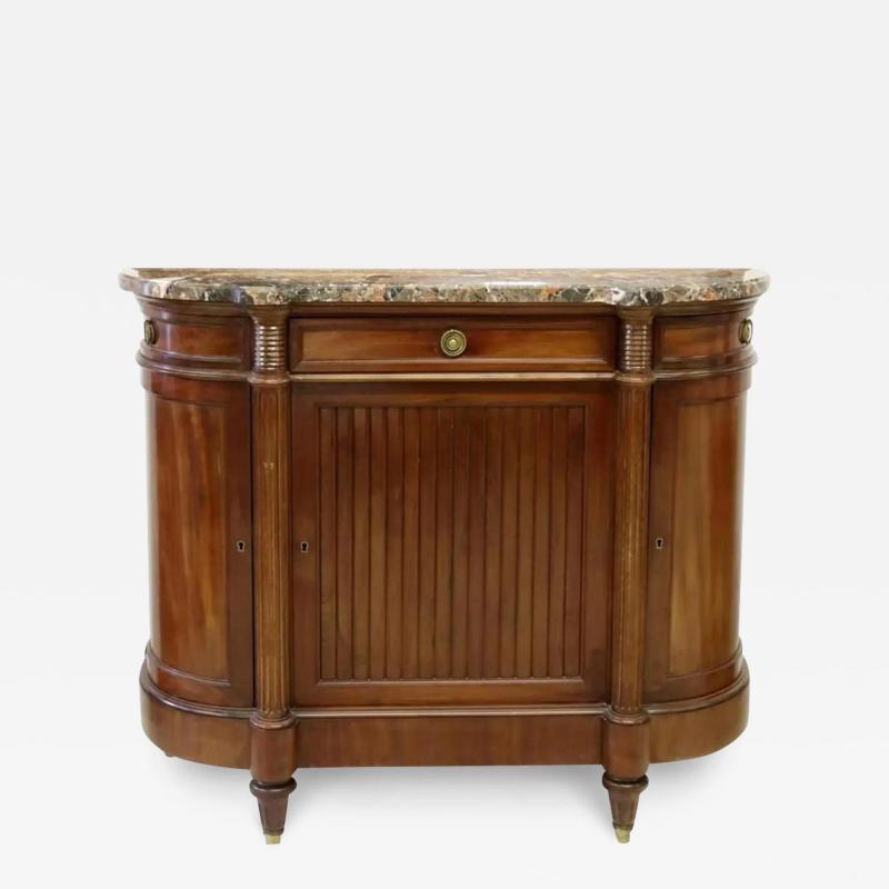 Antique French Louis XVI Style Mahogany Marble Top Sideboard Server