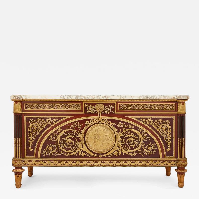 Antique French Louis XVI style ormolu mounted commode after Benneman