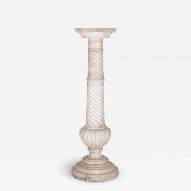 Antique French Neoclassical alabaster pedestal