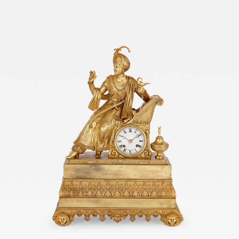 Antique French Orientalist style ormolu mantel clock