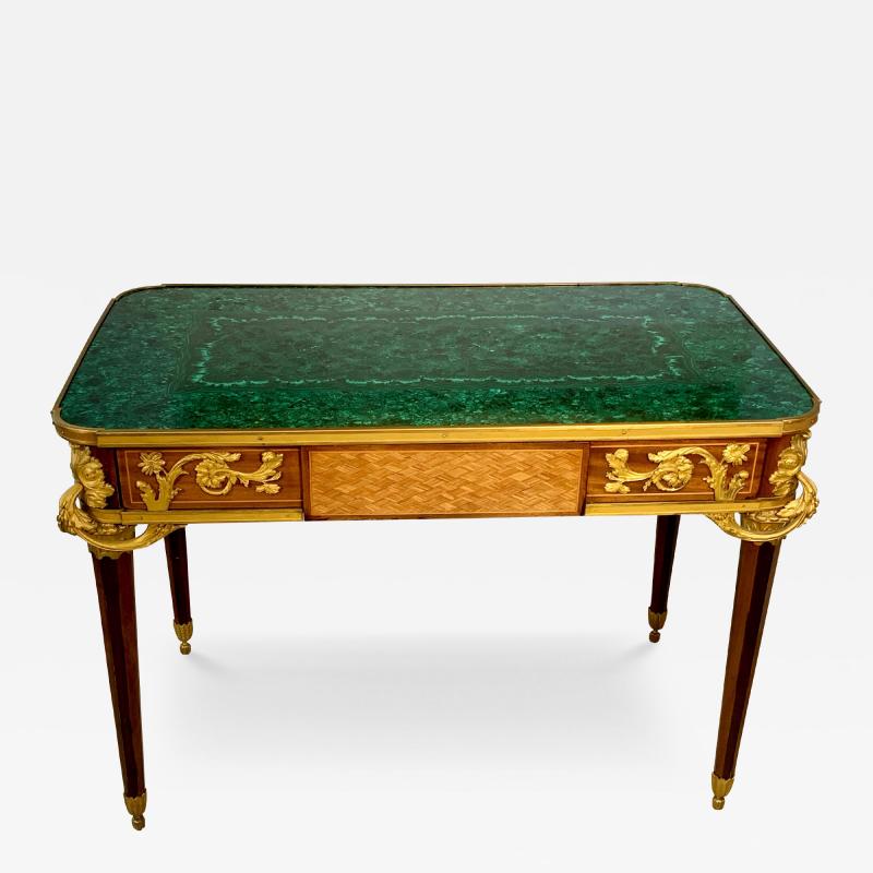 Antique French Ormolu Mounted Malachite Top Center Table desk