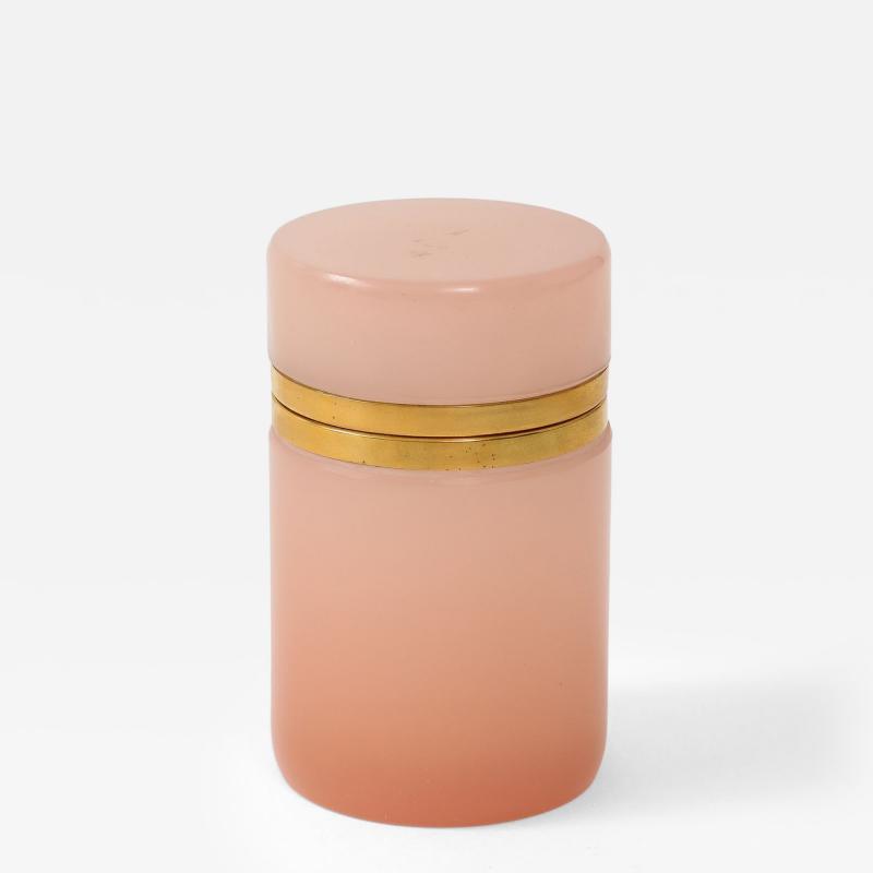 Antique French Pink Cylindrical Opaline Box Early 20th C 
