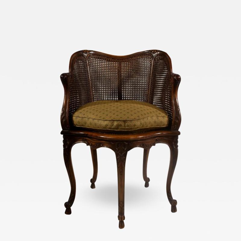 Antique French Regency Double Cane Walnut Chair