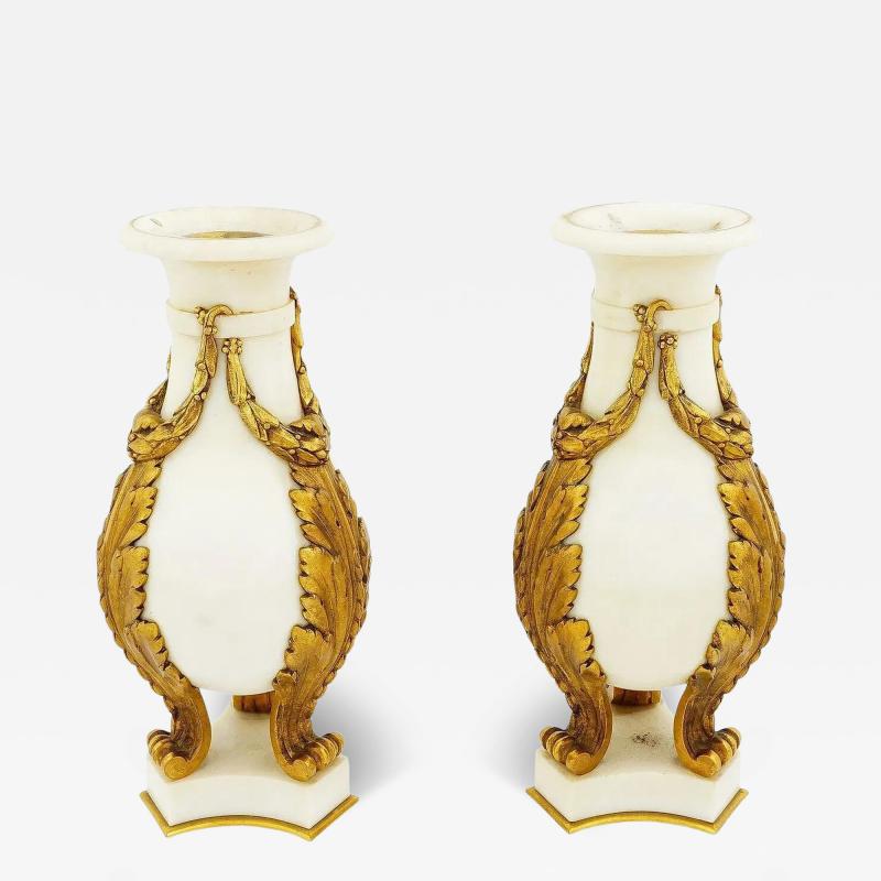 Antique French White Marble And Gilt Bronze Cassolettes