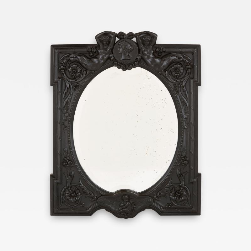 Antique French ebony dressing table mirror