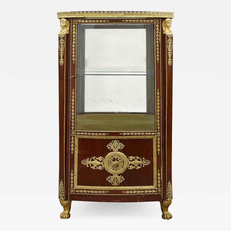 Antique French marble topped vitrine in the Empire style