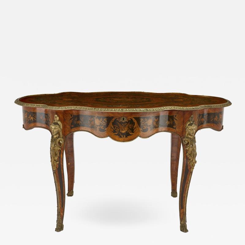 Antique French marquetry and gilt bronze centre table