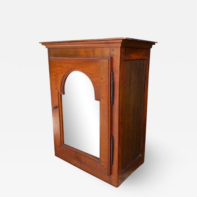 Antique Fruitwood French Country Hanging Vitrine Wall Cabinet